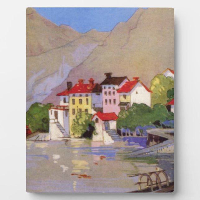 Vintage Seaside Village Italy Tourism Plaque (Front)