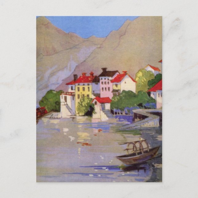 Vintage Seaside Village Italy Tourism Postcard (Front)