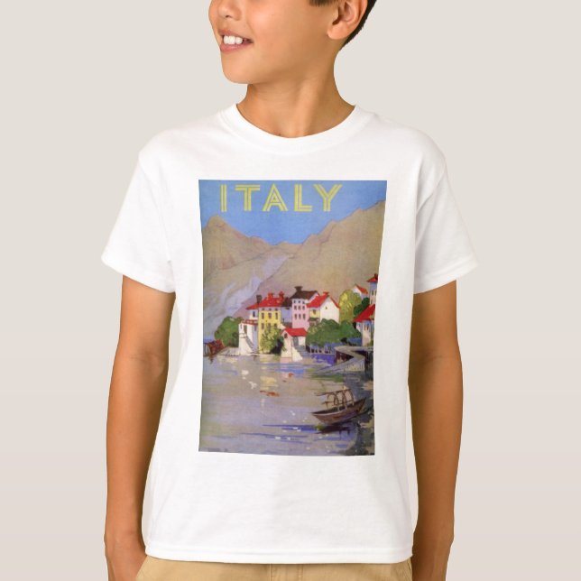 Vintage Seaside Village Italy Tourism T-Shirt (Front)