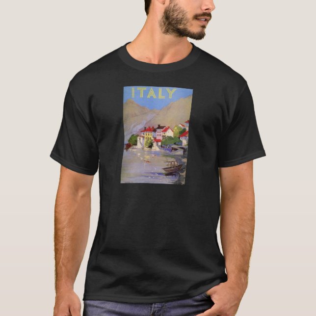 Vintage Seaside Village Italy Tourism T-Shirt (Front)