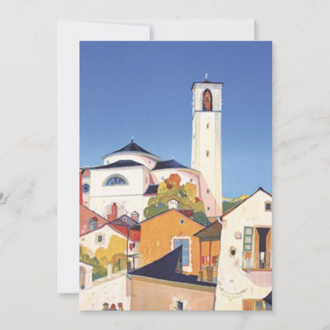 Vintage Seaside Village Italy Tourism Travel Card (Front)