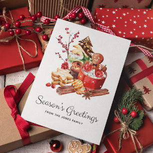Vintage Season Greetings Gingerbread Christmas  Holiday Card