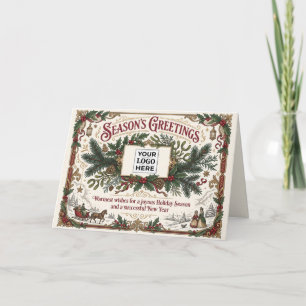 Vintage Seasonal Greetings Business Corporate Holiday Card