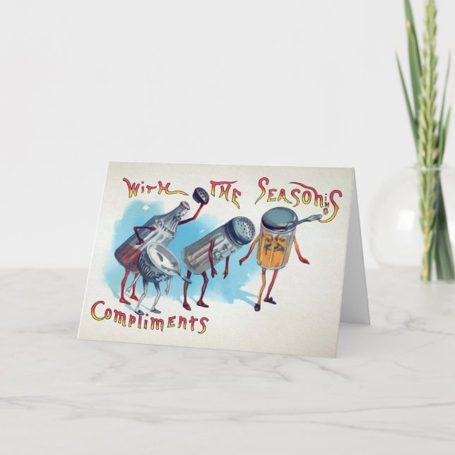 Vintage Seasoning Compliments Holiday Card (Front)