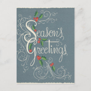 Vintage Season's Greetings Holiday Postcard