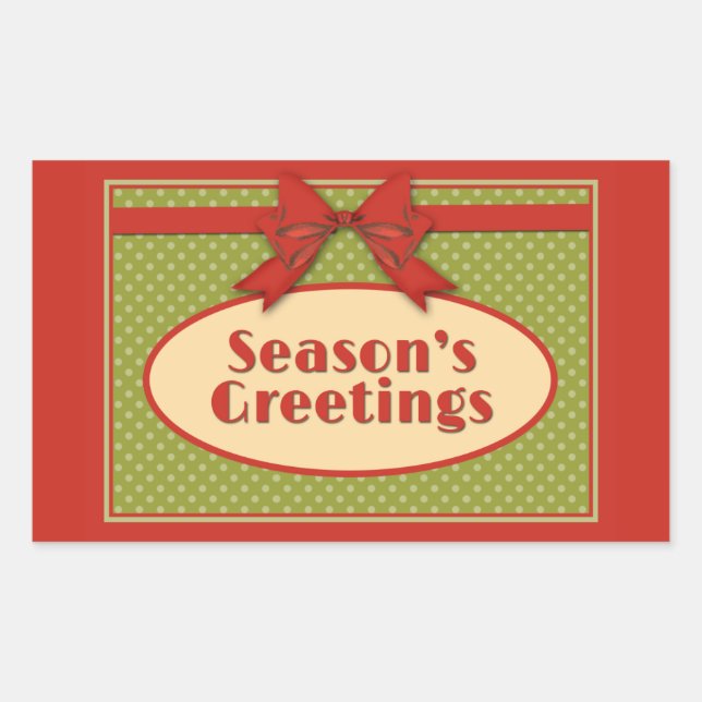 Vintage Season's Greetings Rectangular Sticker (Front)