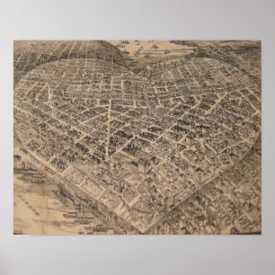 Vintage Seattle Heart Map (1905) Poster