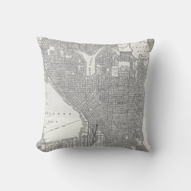 Vintage Seattle Map Cushion (Front)