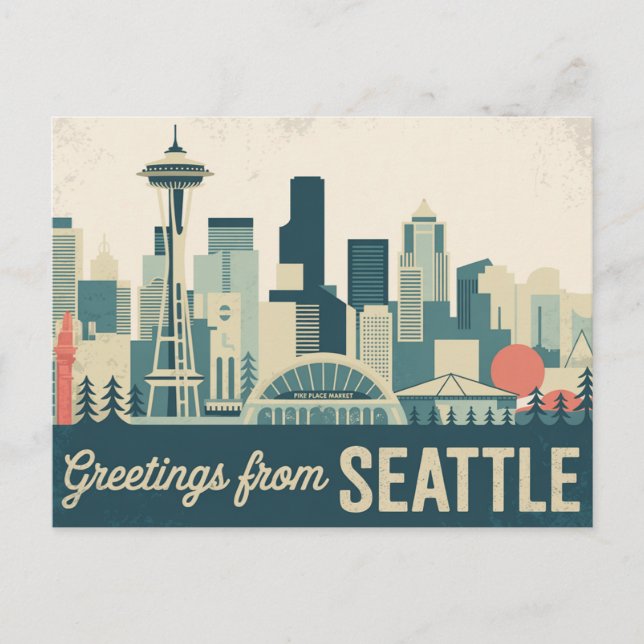 Vintage Seattle Postcard | Greetings from Seattle  (Front)