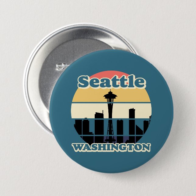 Vintage  Seattle Washington 7.5 Cm Round Badge (Front & Back)