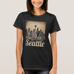 Vintage Seattle Washington Skyline Cityscape 80s 7 T-Shirt