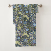 Vintage Seaweed Floral Pattern Blue Background