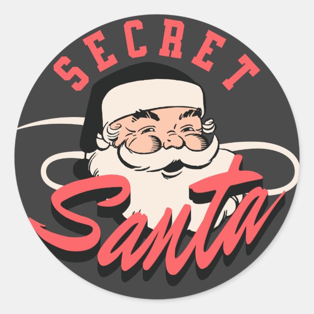 Vintage Secret Santa Gift Classic Round Sticker (Front)
