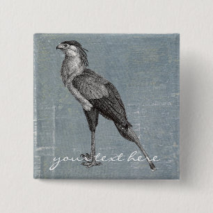 Vintage Secretary Bird 15 Cm Square Badge