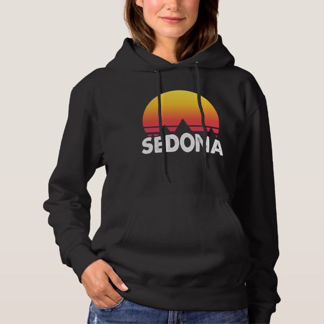 Vintage Sedona Arizona Retro Desert Sunset Hoodie (Front)