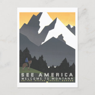 Vintage "See America" Montana Travel Poster Postcard