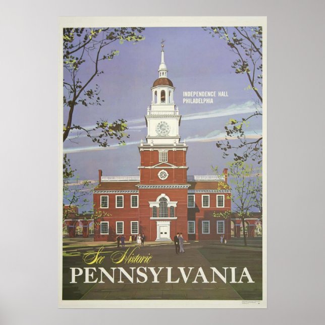 Vintage See Historic Pennsylvania USA Travel Poster (Front)