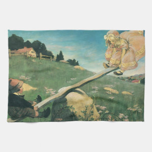 Vintage See Saw Margery Daw, Jessie Willcox Smith Tea Towel