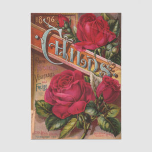 Vintage Seed Catalog, Child's, 1896, Red Roses Tissue Paper