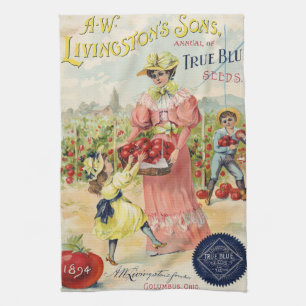 Vintage Seed Catalogue 1894 Livingston's Tea Towel