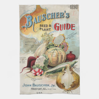 Vintage Seed Catalogue 1898 Bauscher's Tea Towel  