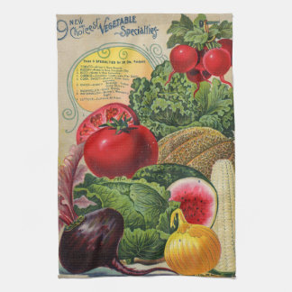 Vintage Seed Catalogue Colourful Vegetables  Tea Towel
