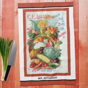 Vintage Seed Catalogue Red Kitchen Towel