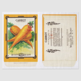 Vintage Seed Packet Carrots and Instructions Tissue Paper