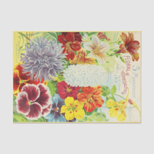 Vintage Seed Packet Design Floral Decoupage Tissue Paper