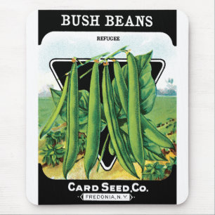 Vintage Seed Packet Label Art, Bush Bean Veggies Mouse Mat