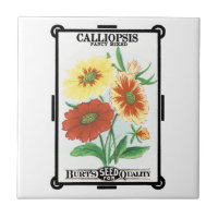 Vintage Seed Packet Label Art, Calliopsis Flowers