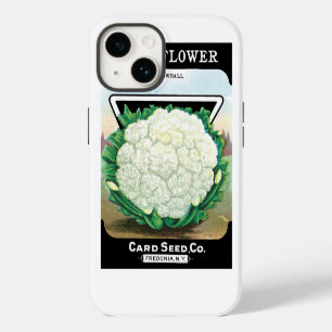 Vintage Seed Packet Label Art, Cauliflower Veggies iPhone 14 Case