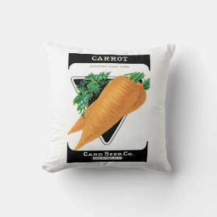 Vintage Seed Packet Label Art, Danvers Carrots Cushion