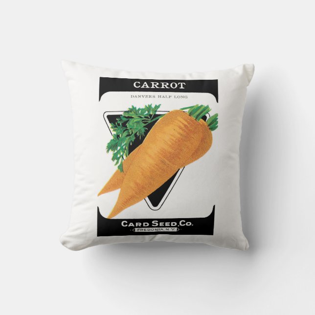 Vintage Seed Packet Label Art, Danvers Carrots Cushion (Front)