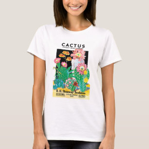 Vintage Seed Packet Label Art Desert Cactus Plants T-Shirt