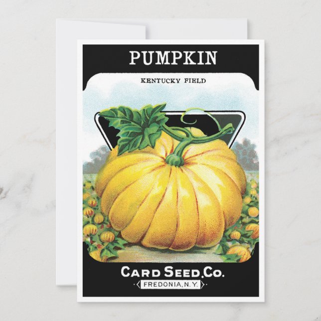 Vintage Seed Packet Label Art, Halloween Pumpkin Invitation (Front)