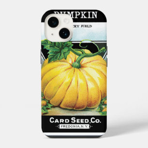 Vintage Seed Packet Label Art, Halloween Pumpkin iPhone 14 Case