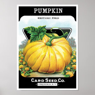 Vintage Seed Packet Label Art, Halloween Pumpkin Poster