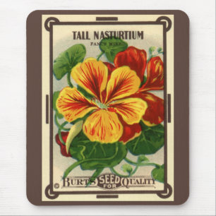 Vintage Seed Packet Label Art, Nasturtium Flowers Mouse Mat