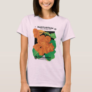 Vintage Seed Packet Label Art, Nasturtium Flowers T-Shirt