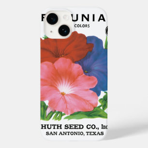 Vintage Seed Packet Label Art, Petunia Flowers Case-Mate iPhone 14 Case