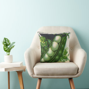 Vintage Seed Packet Label Art, Pole Lima Beans Cushion