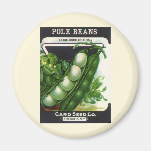 Vintage Seed Packet Label Art, Pole Lima Beans Magnet
