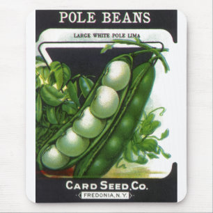 Vintage Seed Packet Label Art, Pole Lima Beans Mouse Mat