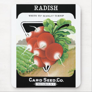 Vintage Seed Packet Label Art, Scarlet Radishes Mouse Mat