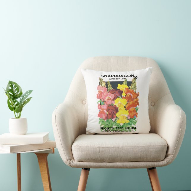 Vintage Seed Packet Label Art, Snapdragon Flowers Cushion (Chair)
