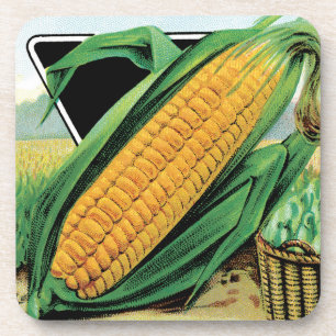 Vintage Seed Packet Label Art, Sweet Yellow Corn Coaster