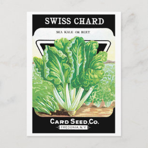 Vintage Seed Packet Label Art, Swiss Chard Veggies Postcard