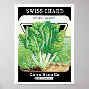 Vintage Seed Packet Label Art, Swiss Chard Veggies Poster