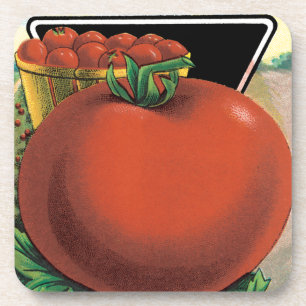 Vintage Seed Packet Label Art, Tomato Pomodoro Coaster